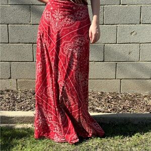 Tommy Hilfiger Red and White Paisley Skirt